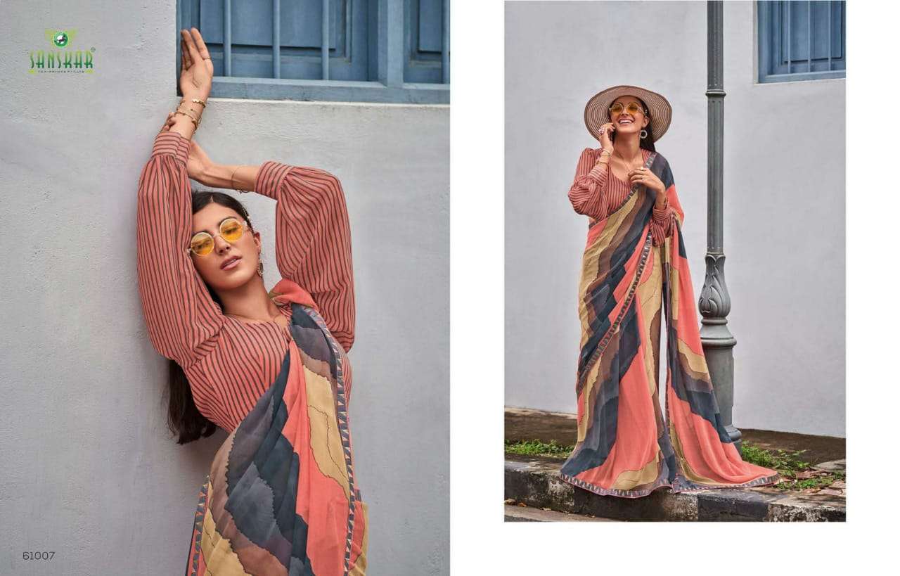 Chitrakala By Sanskar Text Print Georgette Saree Exports