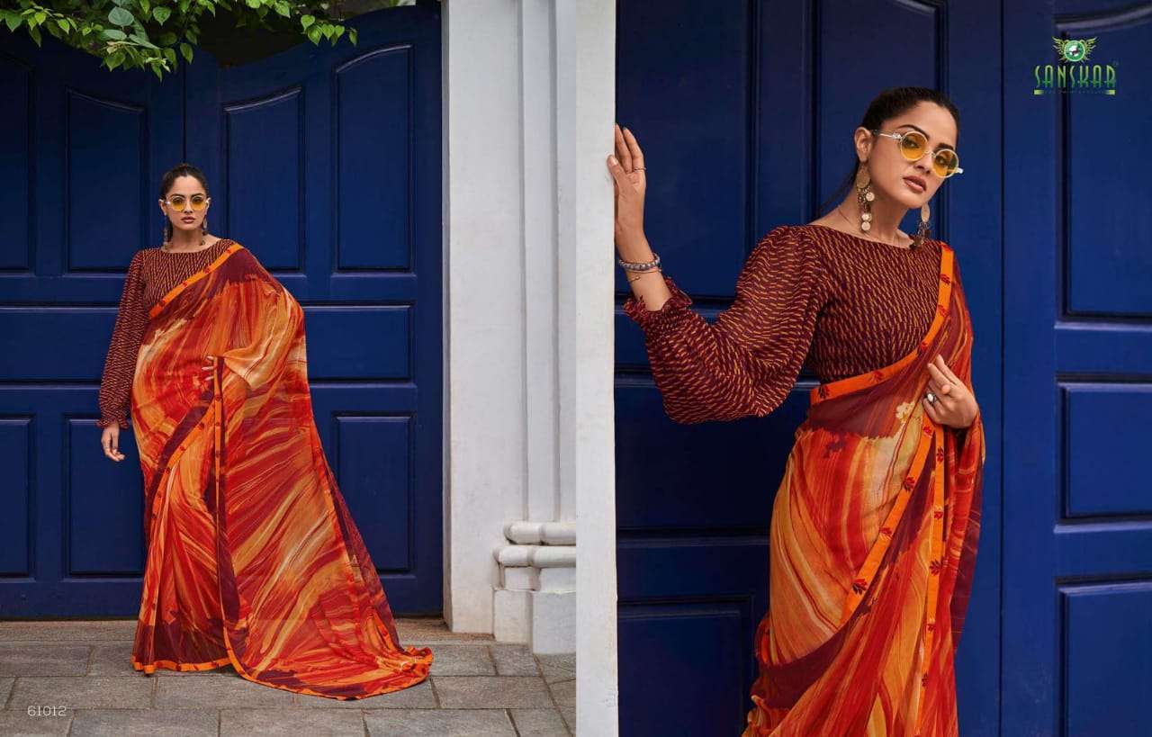 Chitrakala By Sanskar Text Print Georgette Saree Exports