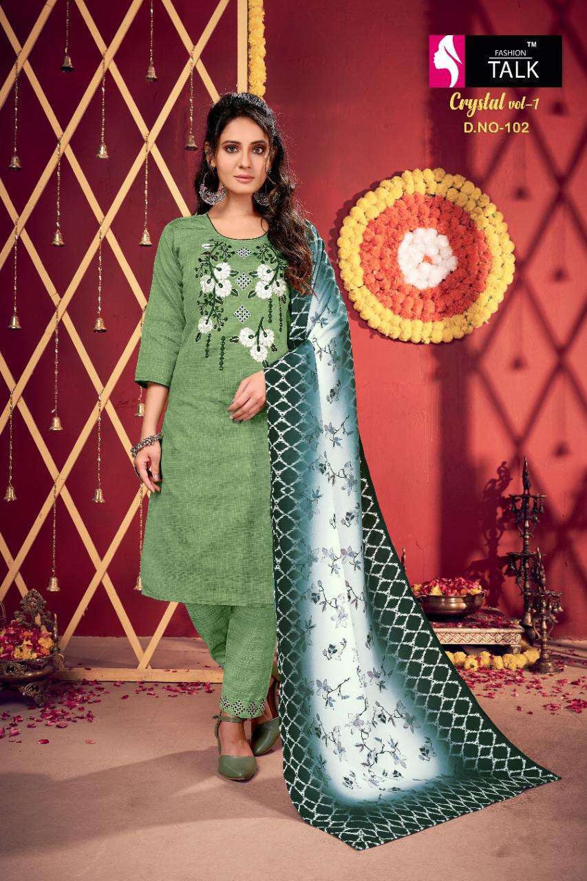 Crystal Vol 1 By Fashion Talk Heavy Silk Lining With Embroidery Work And Handwork Readymade Suit Catalog