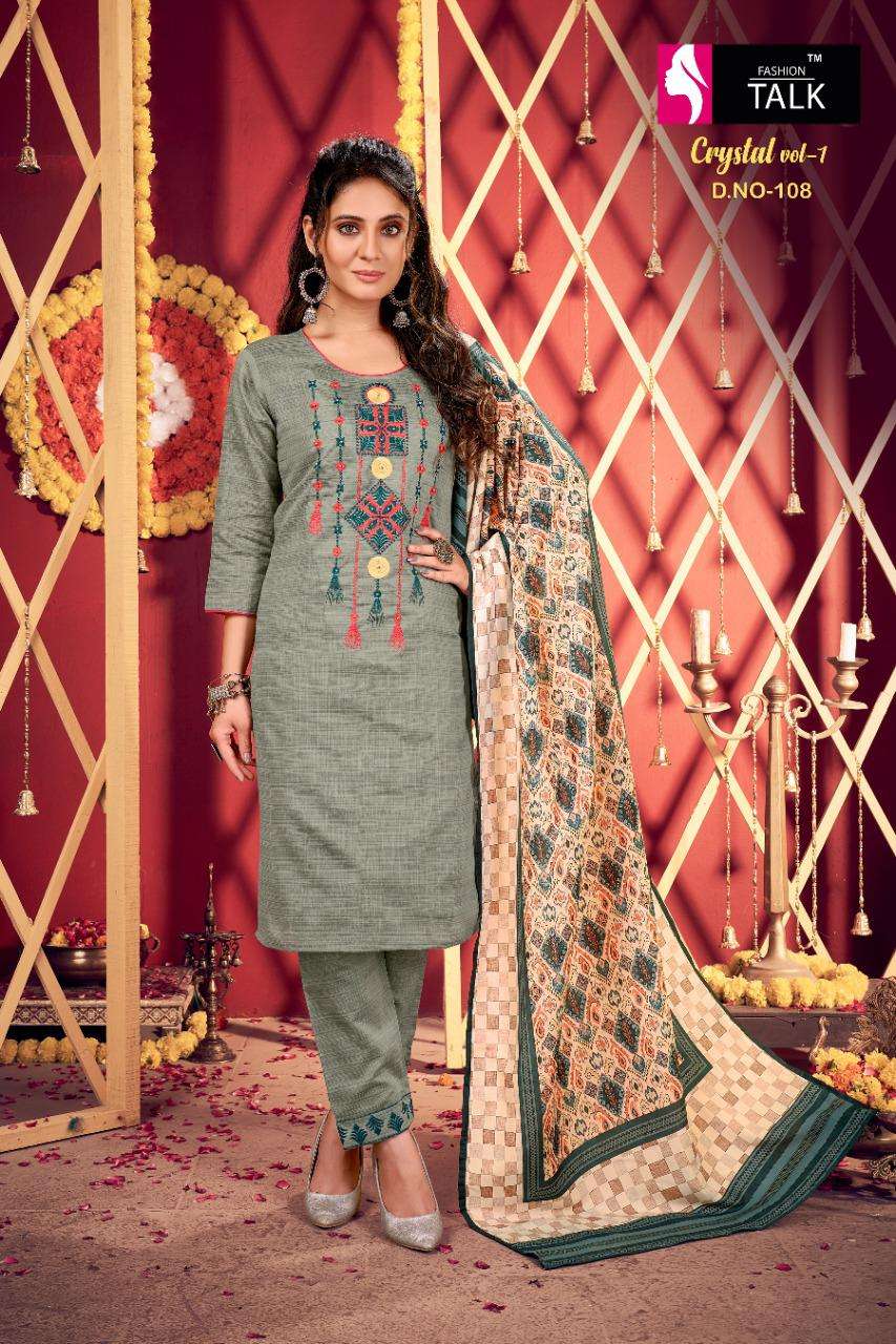 Crystal Vol 1 By Fashion Talk Heavy Silk Lining With Embroidery Work And Handwork Readymade Suit Catalog
