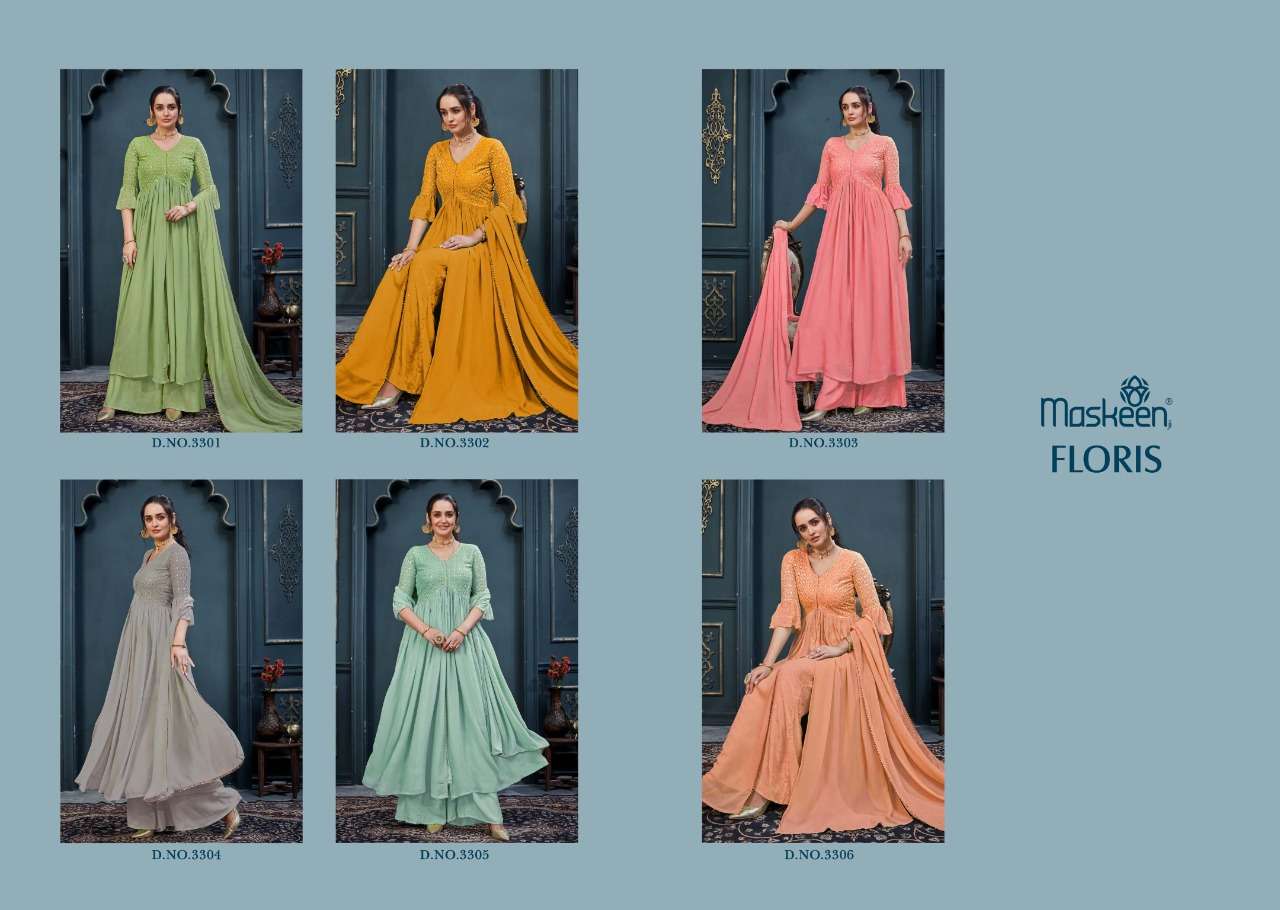 Floris By Maisha Maskeen Georgette Long Designer Suits