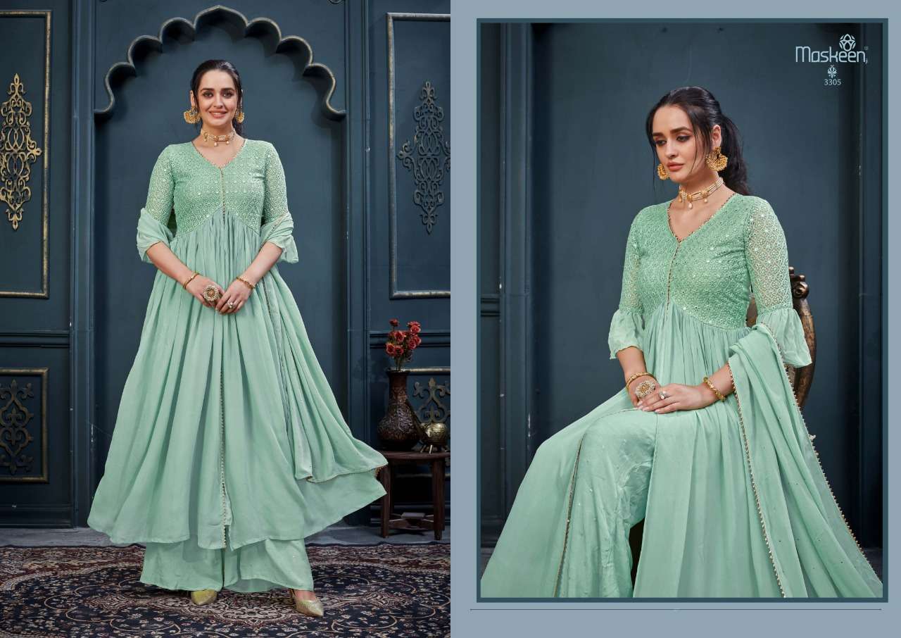 Floris By Maisha Maskeen Georgette Long Designer Suits