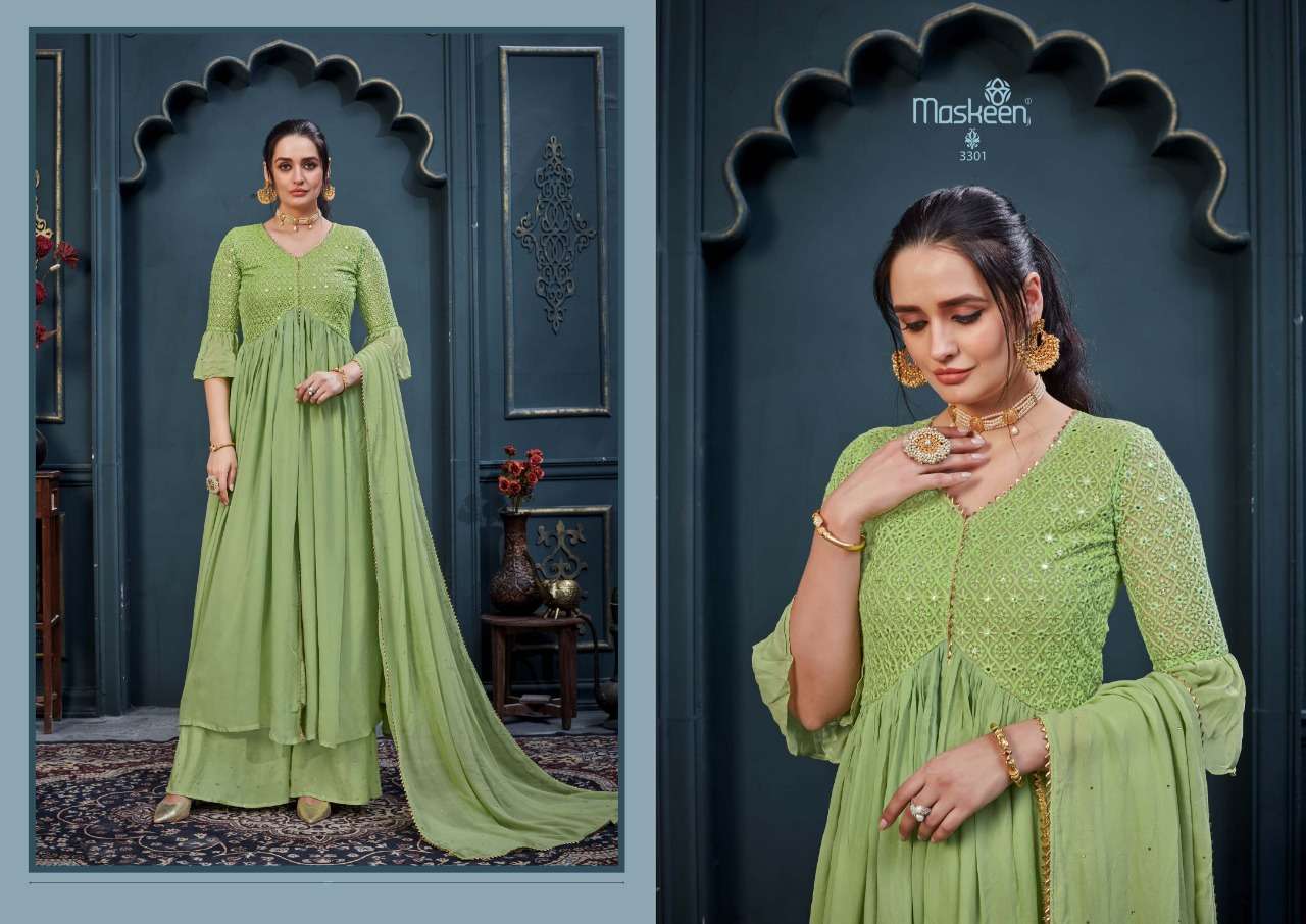 Floris By Maisha Maskeen Georgette Long Designer Suits
