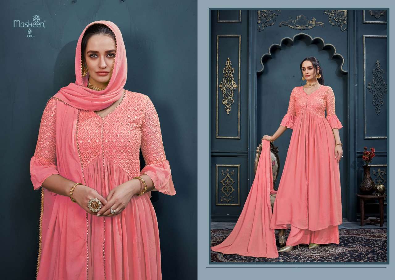 Floris By Maisha Maskeen Georgette Long Designer Suits
