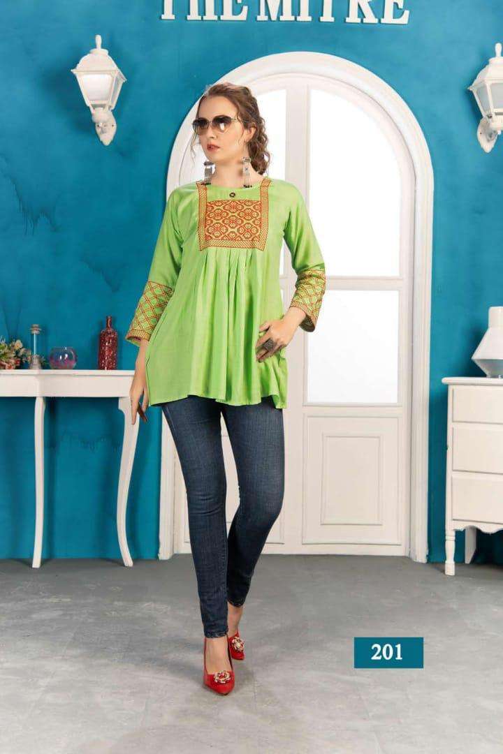 Harmony Vol.2 By Fashion Talk Heavy Rayon With Work Short Top Catalog