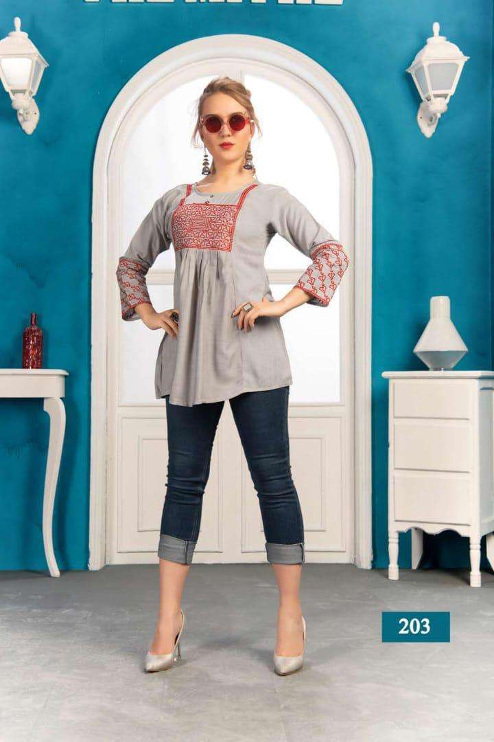 Harmony Vol.2 By Fashion Talk Heavy Rayon With Work Short Top Catalog