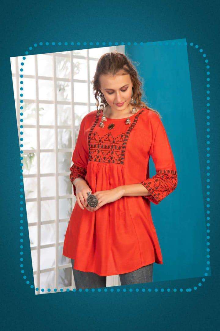 Harmony Vol.2 By Fashion Talk Heavy Rayon With Work Short Top Catalog