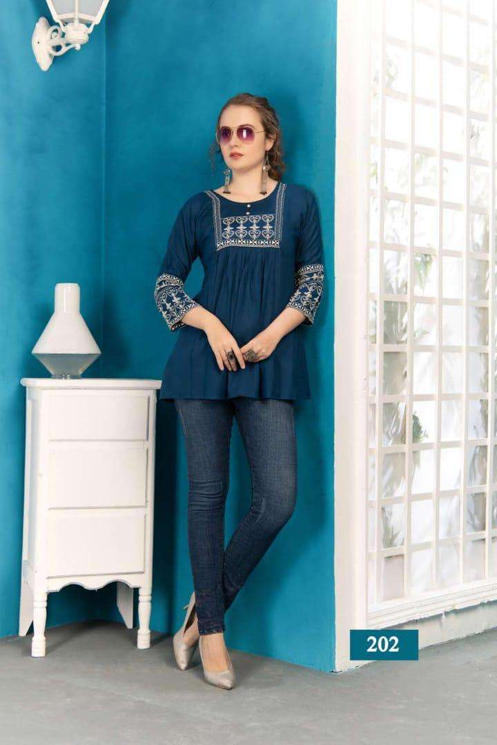 Harmony Vol.2 By Fashion Talk Heavy Rayon With Work Short Top Catalog