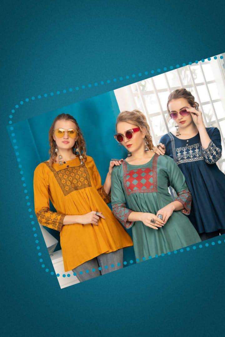 Harmony Vol.2 By Fashion Talk Heavy Rayon With Work Short Top Catalog