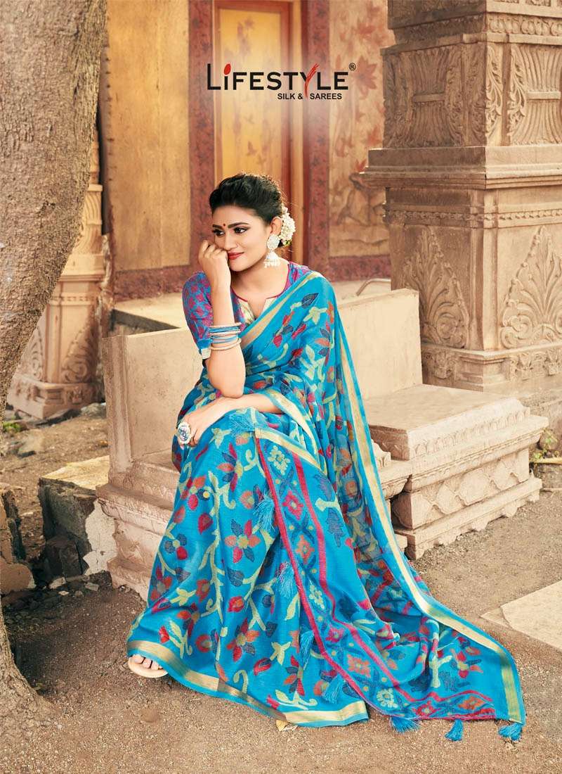Lifestyle Heritage Cotton Printed Designer Saree