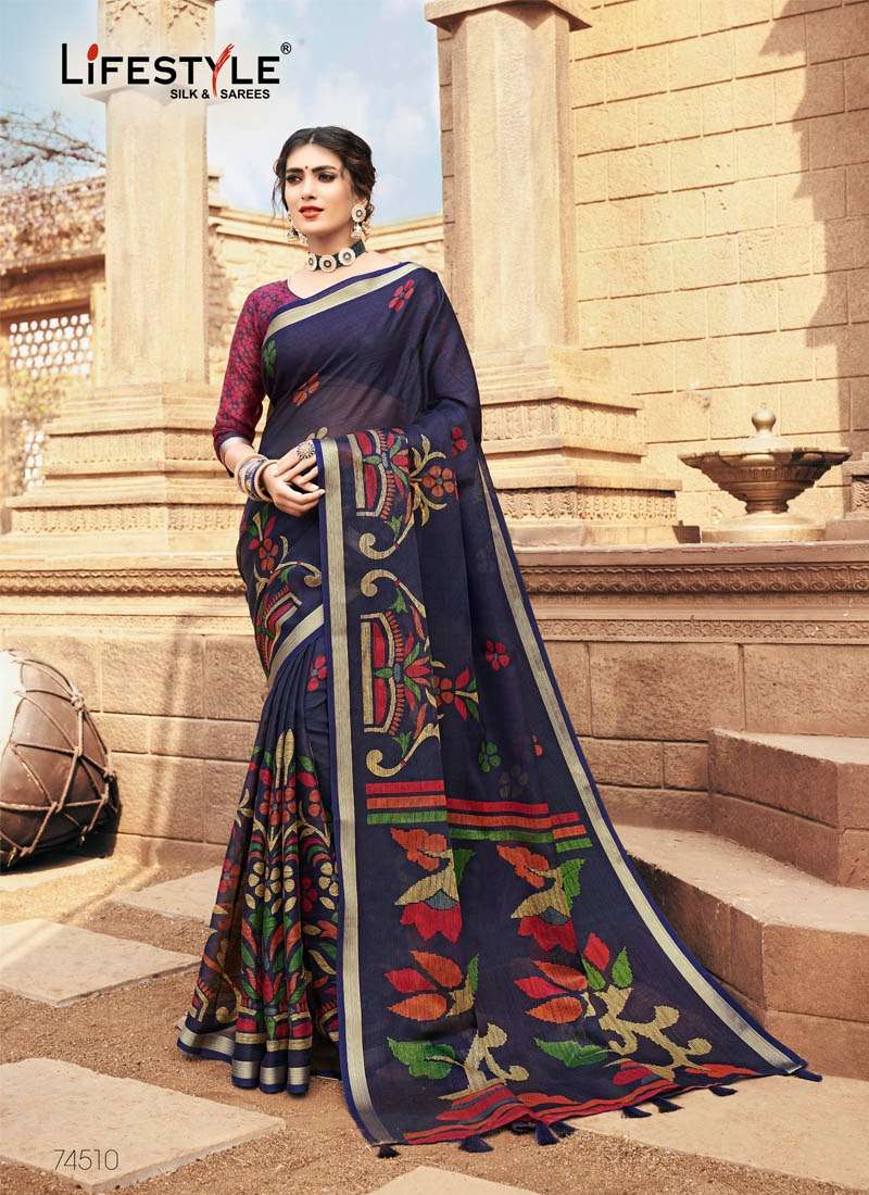 Lifestyle Heritage Cotton Printed Designer Saree
