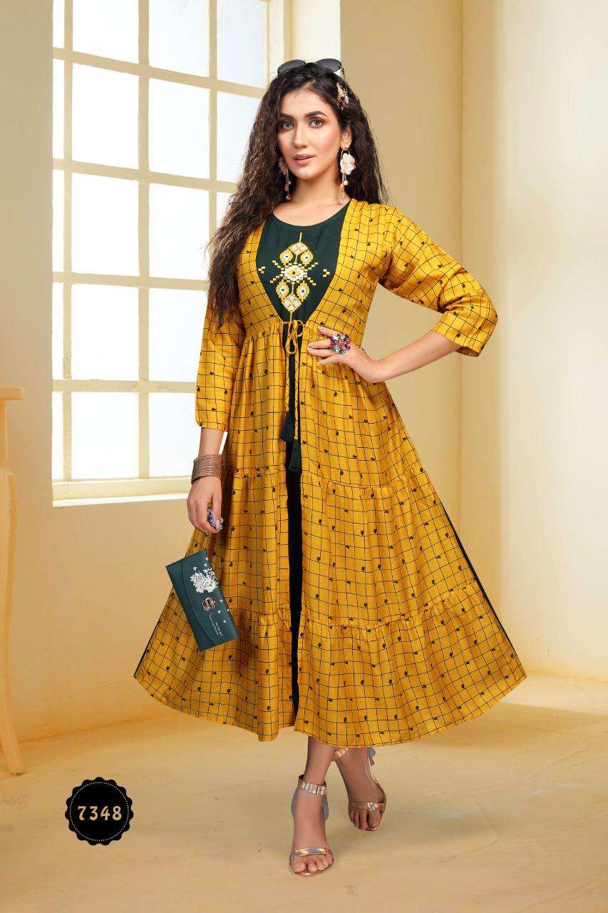 Peacock By Fashion Talk Heavy Reyon 14kg With Print Kurti Catalog