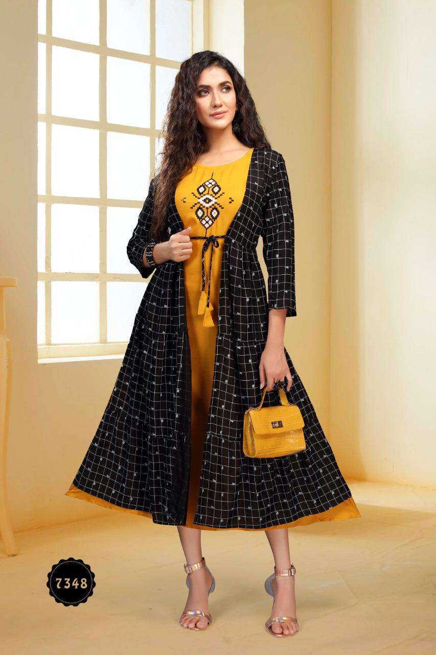 Peacock By Fashion Talk Heavy Reyon 14kg With Print Kurti Catalog