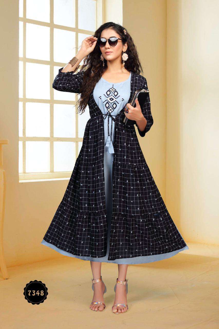 Peacock By Fashion Talk Heavy Reyon 14kg With Print Kurti Catalog