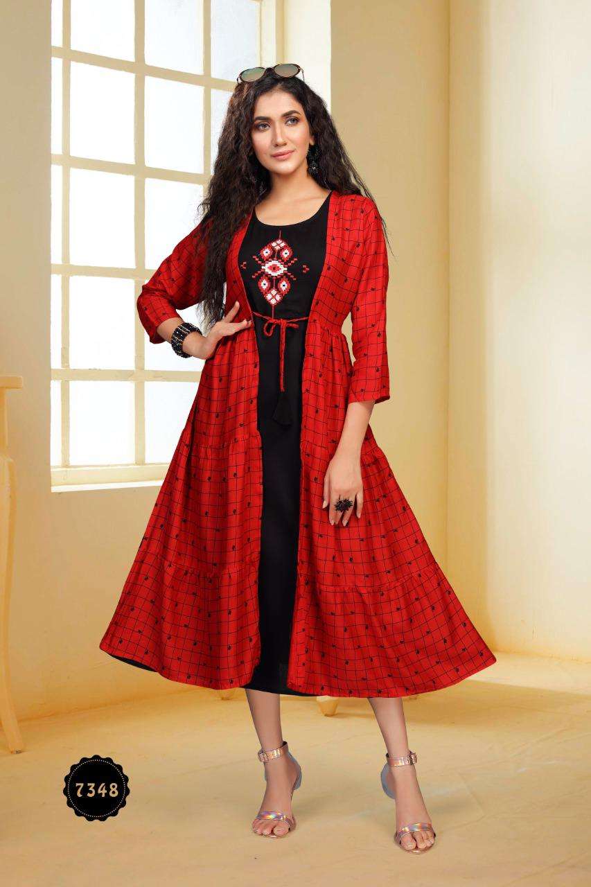 Peacock By Fashion Talk Heavy Reyon 14kg With Print Kurti Catalog