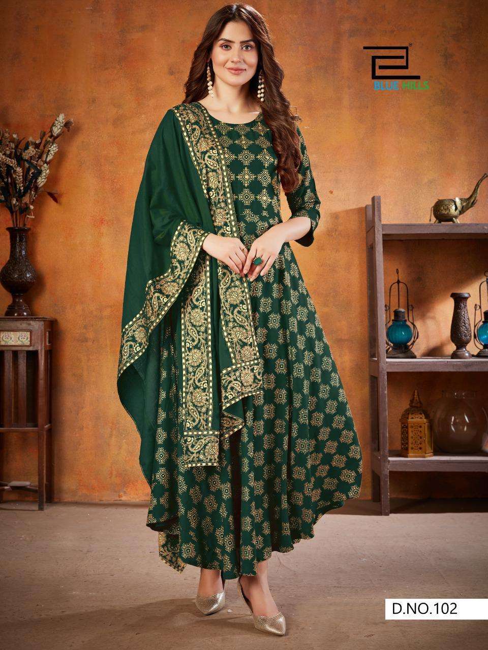 Soul Mate Vol 3 By Blue Hills Plus Sizes Long Gown With Dupatta