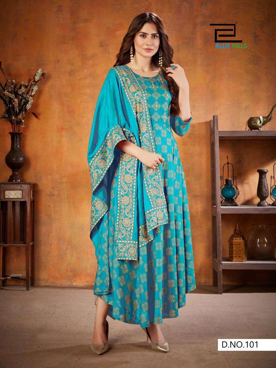 Soul Mate Vol 3 By Blue Hills Plus Sizes Long Gown With Dupatta