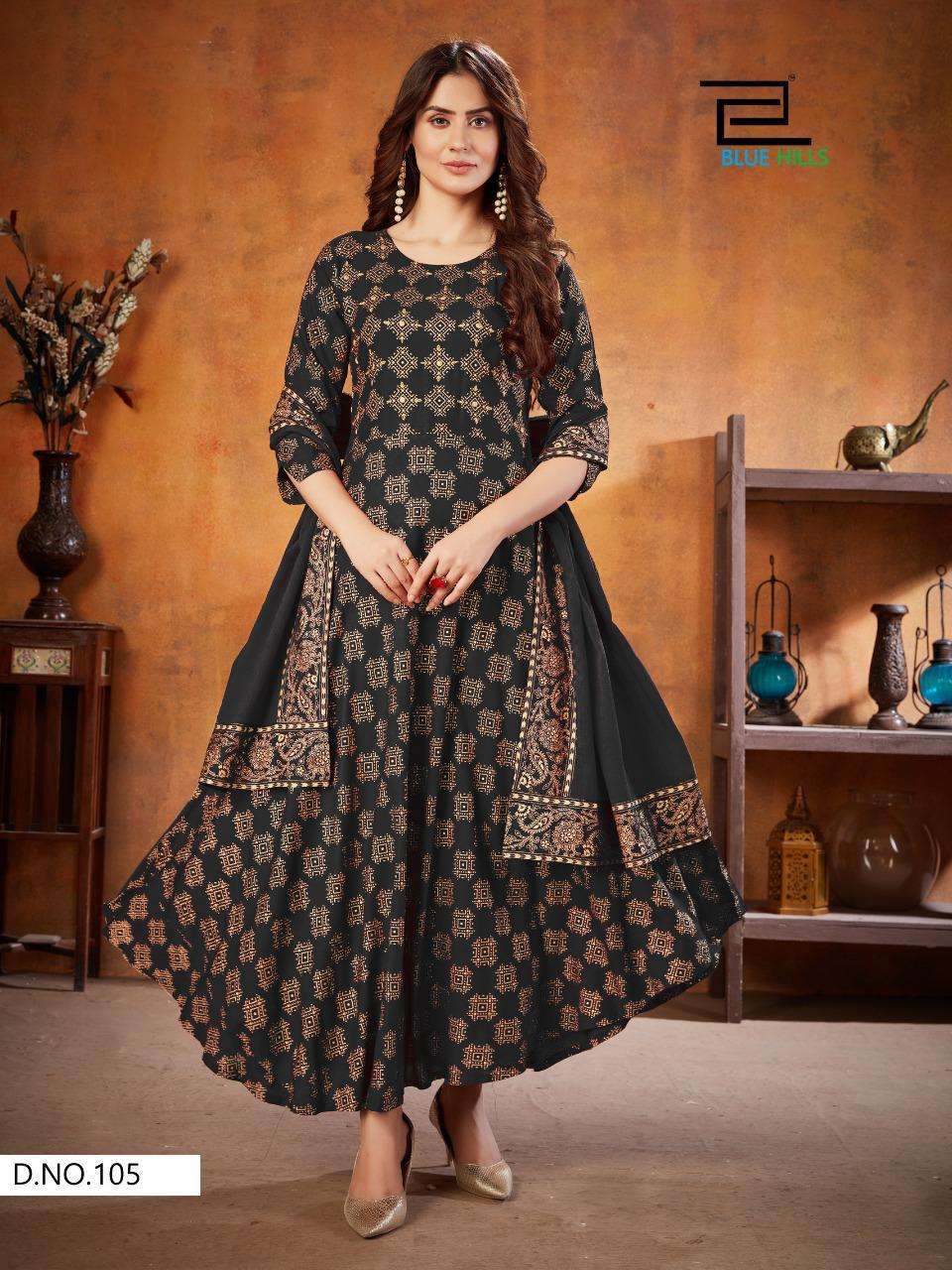 Soul Mate Vol 3 By Blue Hills Plus Sizes Long Gown With Dupatta