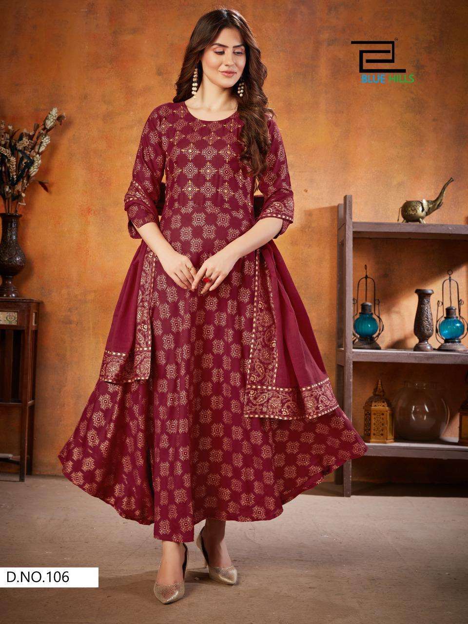 Soul Mate Vol 3 By Blue Hills Plus Sizes Long Gown With Dupatta