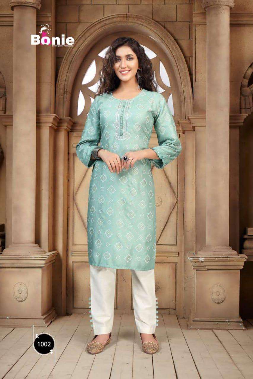 Tanvi By Bonie Heavy Rayon Top With Pant Kurti Catalog Collection Wholesaler Lowest Best Price In Ahmedabad Surat Chennai India Uk Usa Malaysia Singapore Canada Australia Mauritius