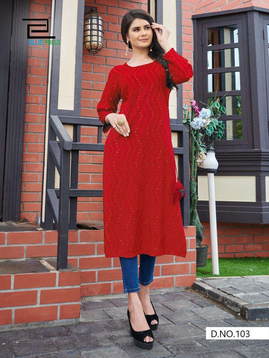 Blue Hills Elili Rayon Big Sizes Fancy Kurti