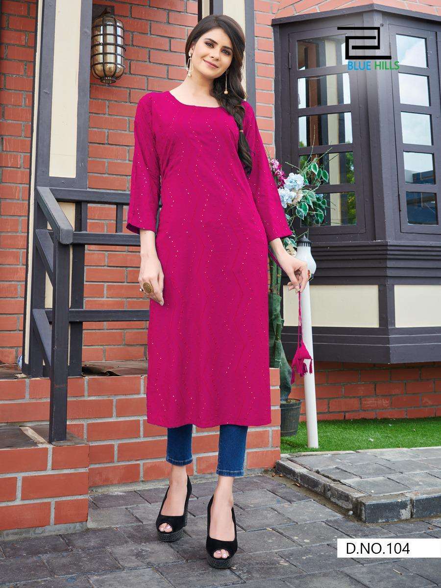 Blue Hills Elili Rayon Big Sizes Fancy Kurti
