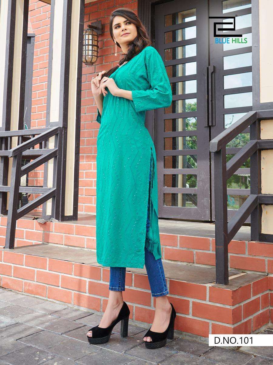Blue Hills Elili Rayon Big Sizes Fancy Kurti