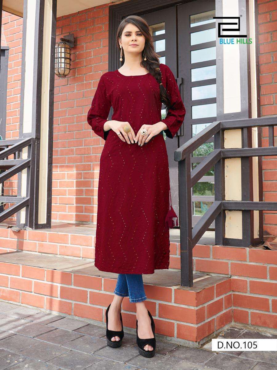 Blue Hills Elili Rayon Big Sizes Fancy Kurti