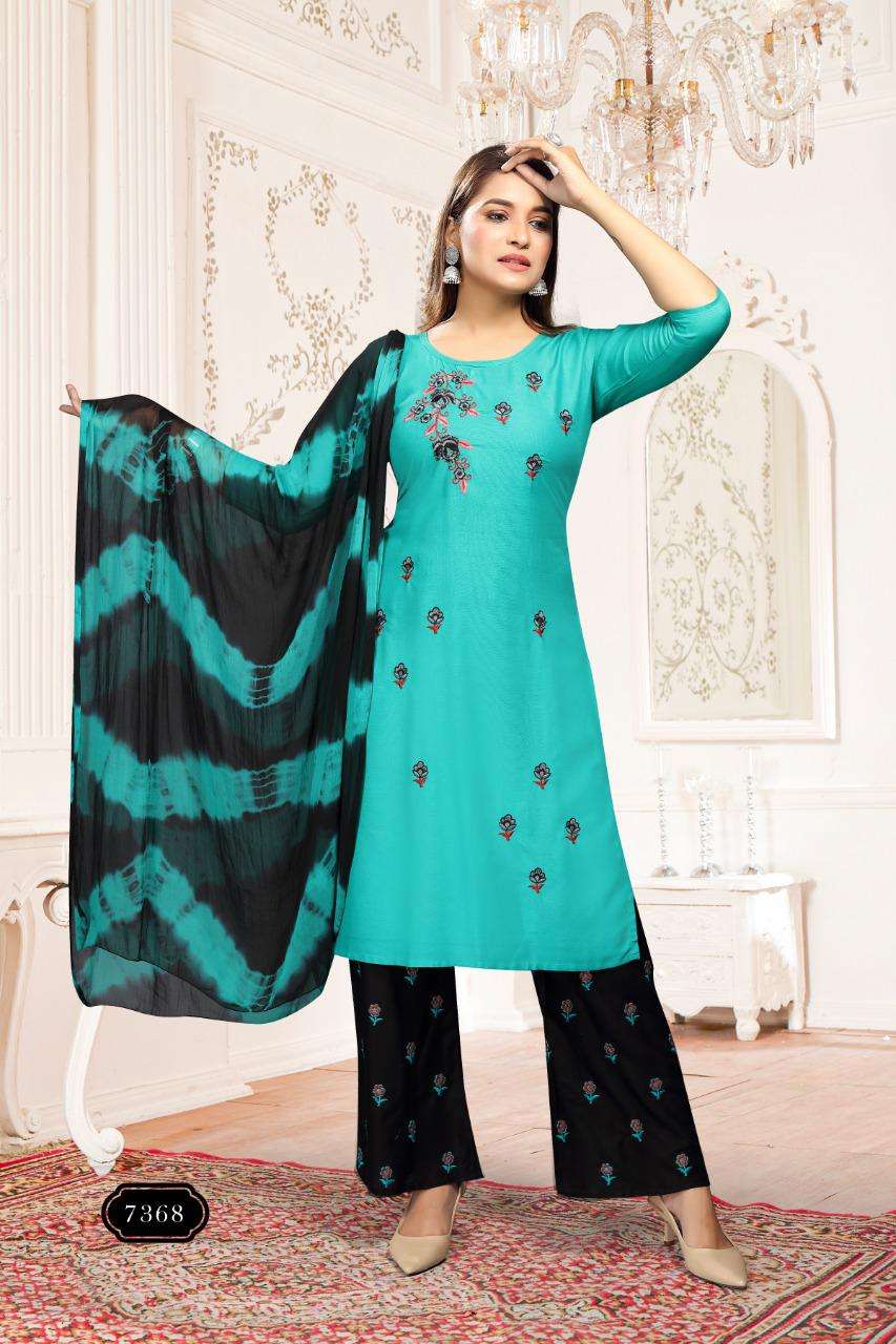 Fashion Talk Khushboo Vol.2 Heavy Rayon Readymade Suit Catalog Collection Wholesale Best Rate