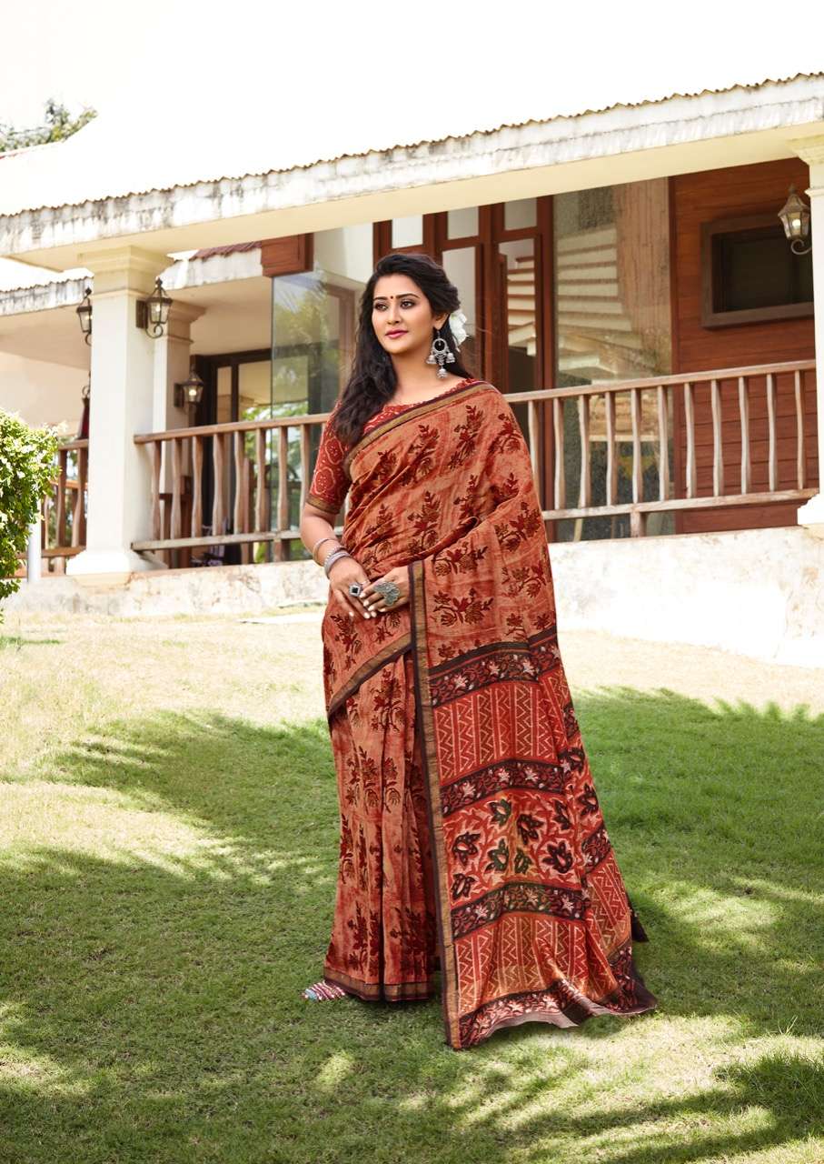 Hand Block Print By Sr Brand Mulmul Cotton Saree Exports