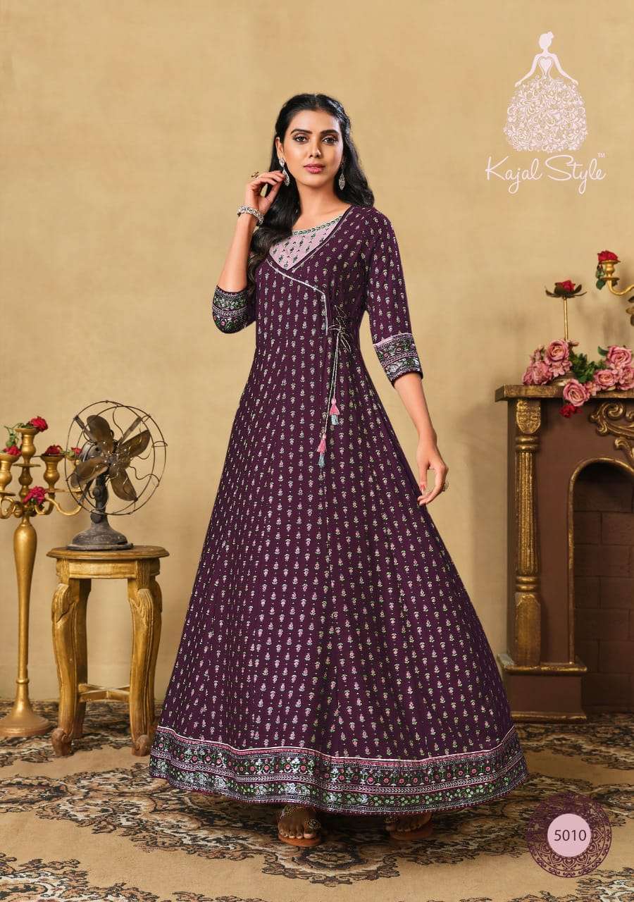 Kajal Fashion Color Bar Vol 5 Rayon Party Wear Long Gown