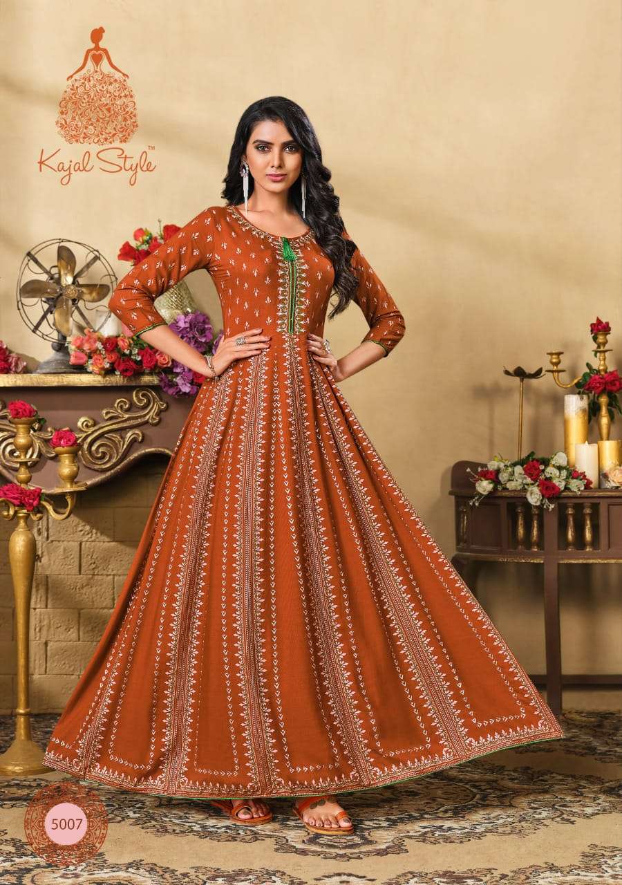 Kajal Fashion Color Bar Vol 5 Rayon Party Wear Long Gown