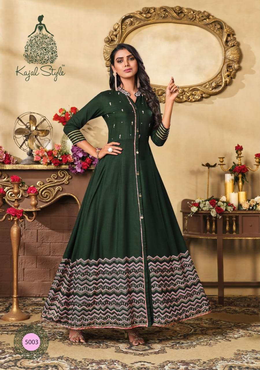 Kajal Fashion Color Bar Vol 5 Rayon Party Wear Long Gown
