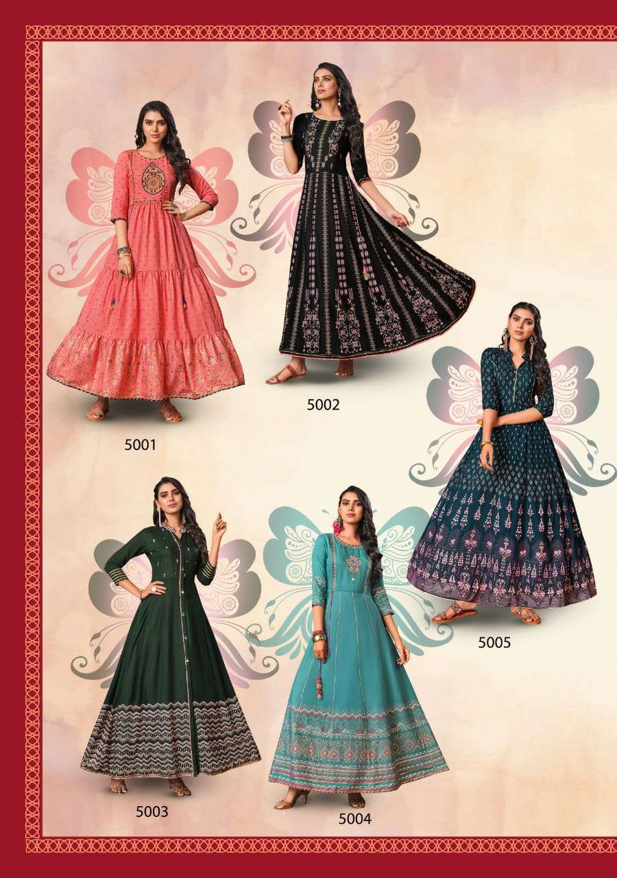 Kajal Fashion Color Bar Vol 5 Rayon Party Wear Long Gown