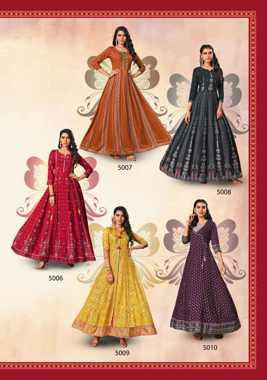 Kajal Fashion Color Bar Vol 5 Rayon Party Wear Long Gown