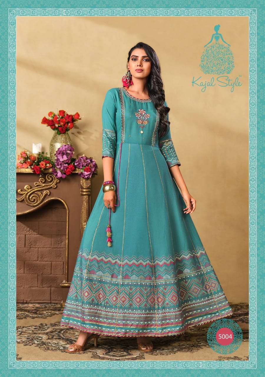 Kajal Fashion Color Bar Vol 5 Rayon Party Wear Long Gown