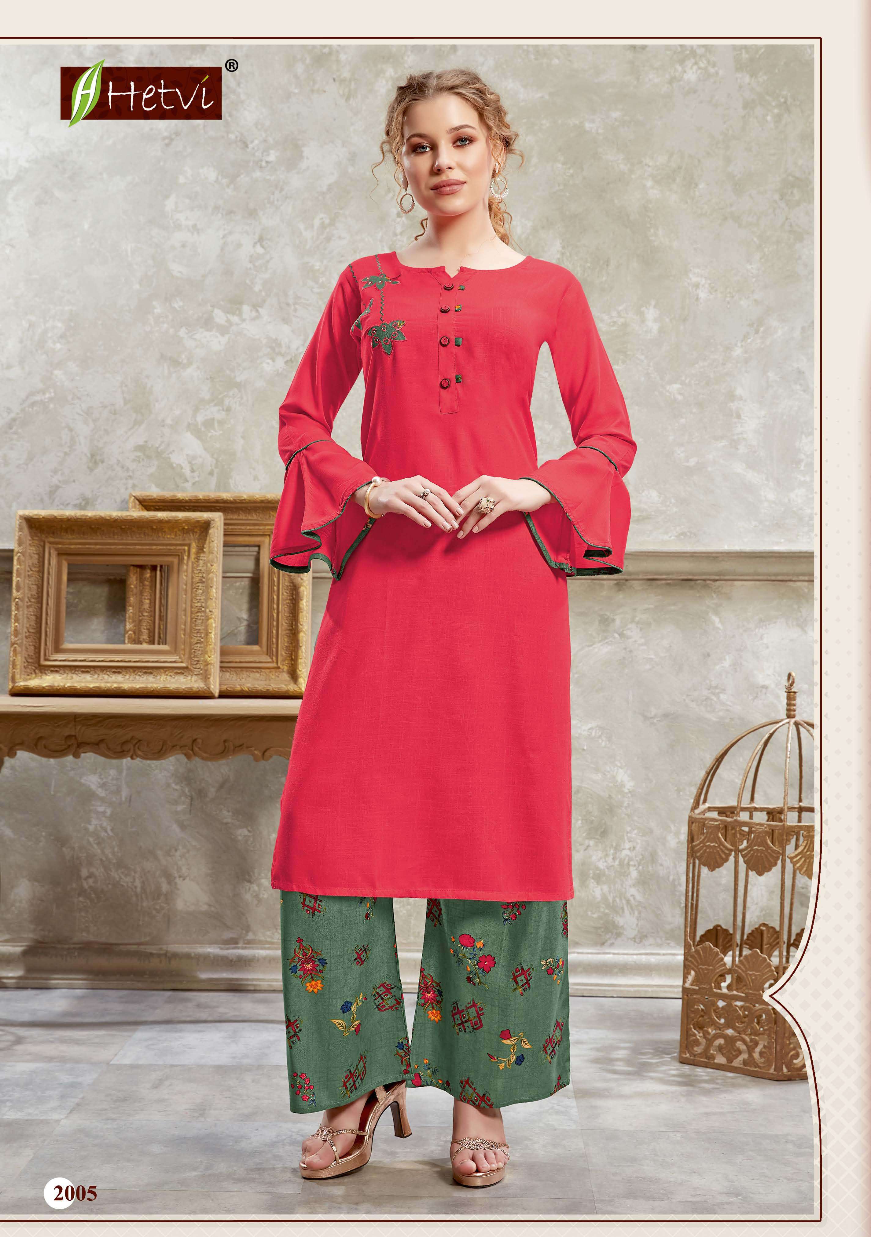 Nidhi By Hetvi Heavy Rayon Kurti With Plazo Catalog Wholesaler Best Rate