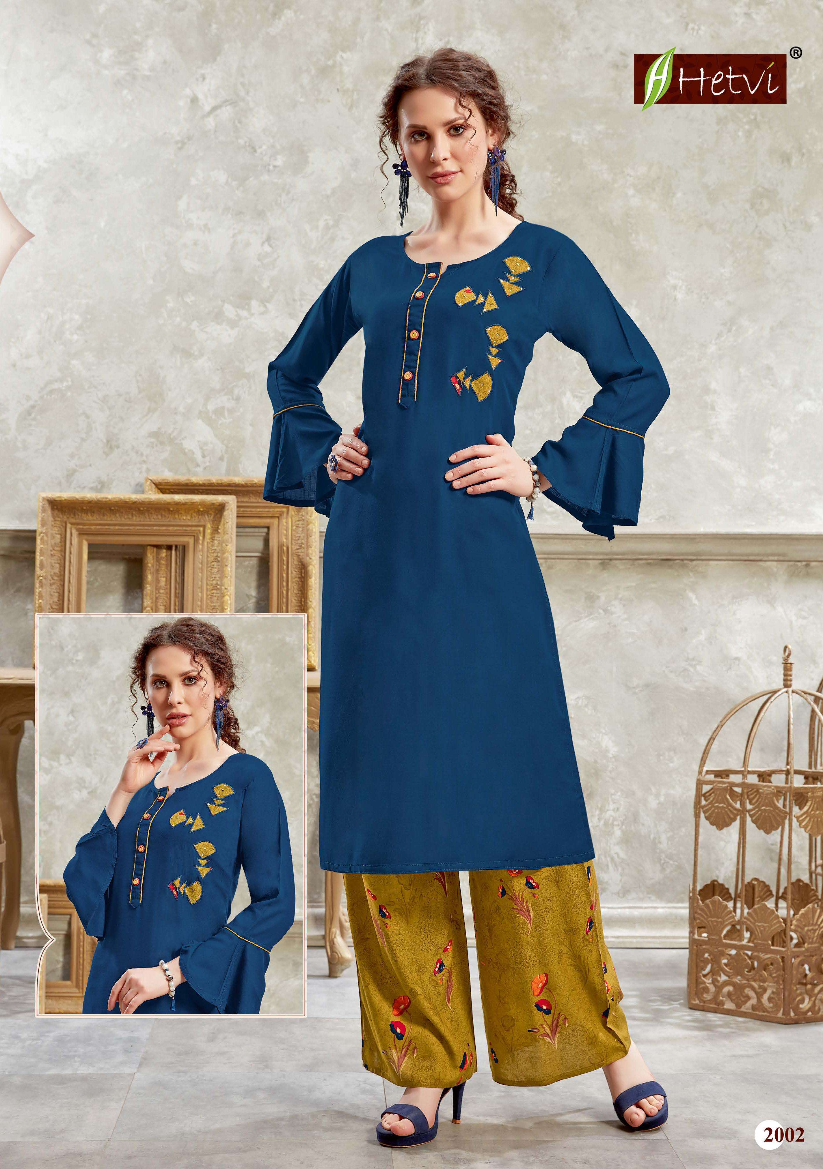 Nidhi By Hetvi Heavy Rayon Kurti With Plazo Catalog Wholesaler Best Rate