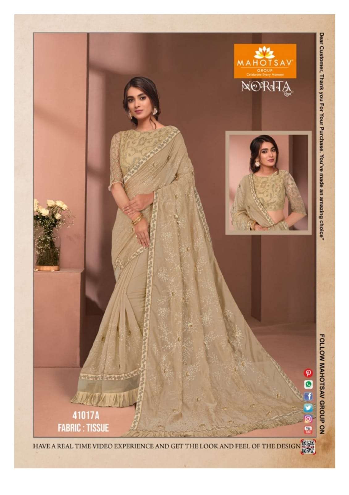 Raissa By Mahotsav  Norita Elegant Fancy Work Saris Exports