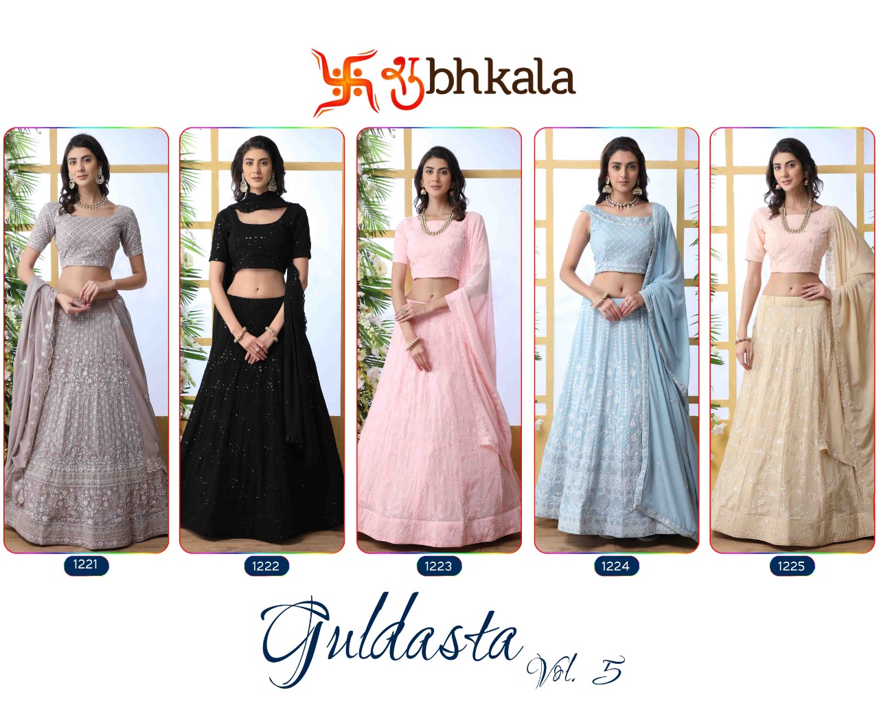 Shubhkala Guldasta Vol 5 Georgette Designer Branded 1221-1225 Series Lehenga Collections