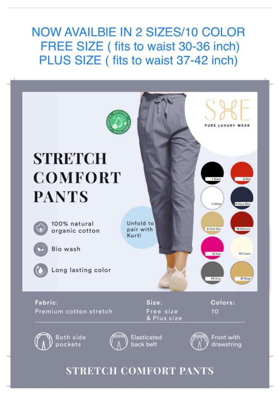 Stretch Comfort Pants By She Bottom Wear Pant For Women Girls