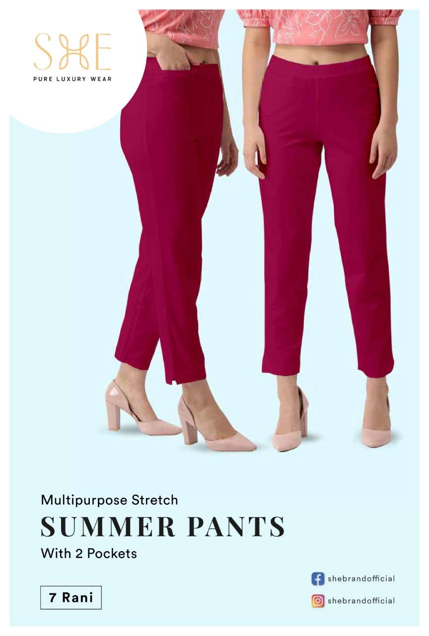 Summer Pants By She Brand Cotton Stretch Pant Exports