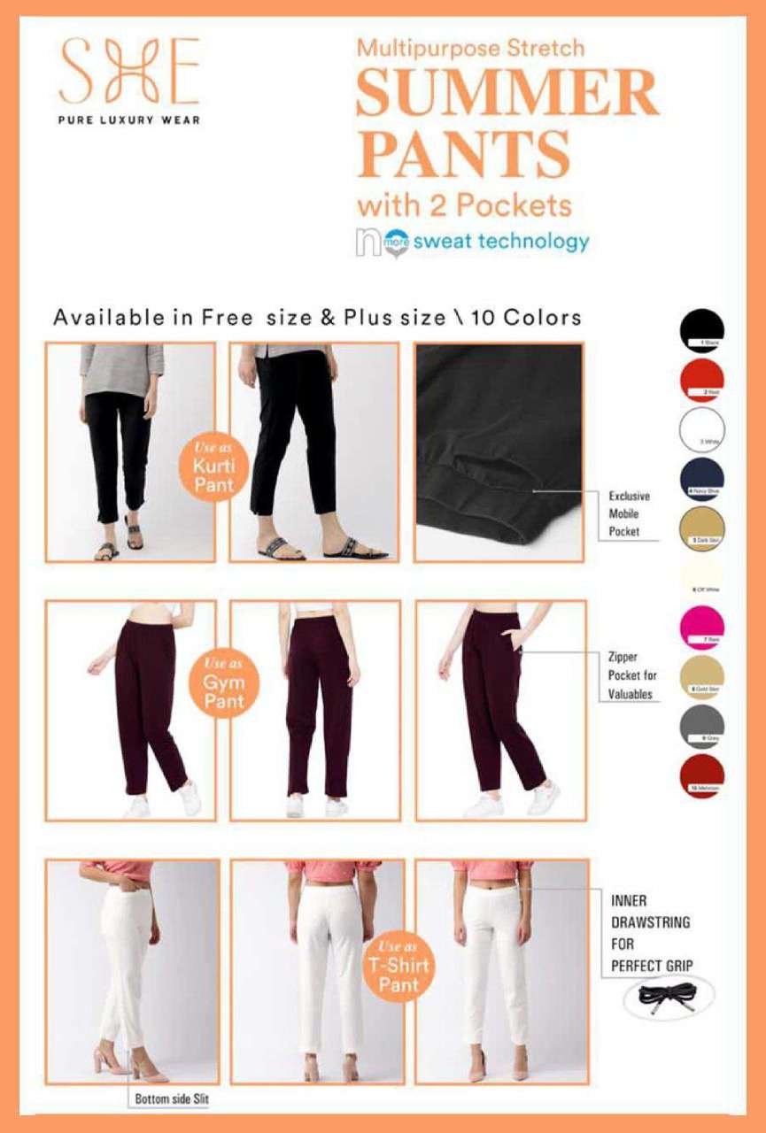 Summer Pants By She Brand Cotton Stretch Pant Exports