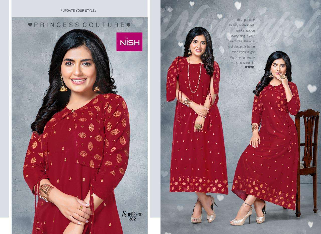 Super.30 Vol.3  By Nish Heavy Rayon Top With Jacket Kurti Catalog Wholesaler Best Rate