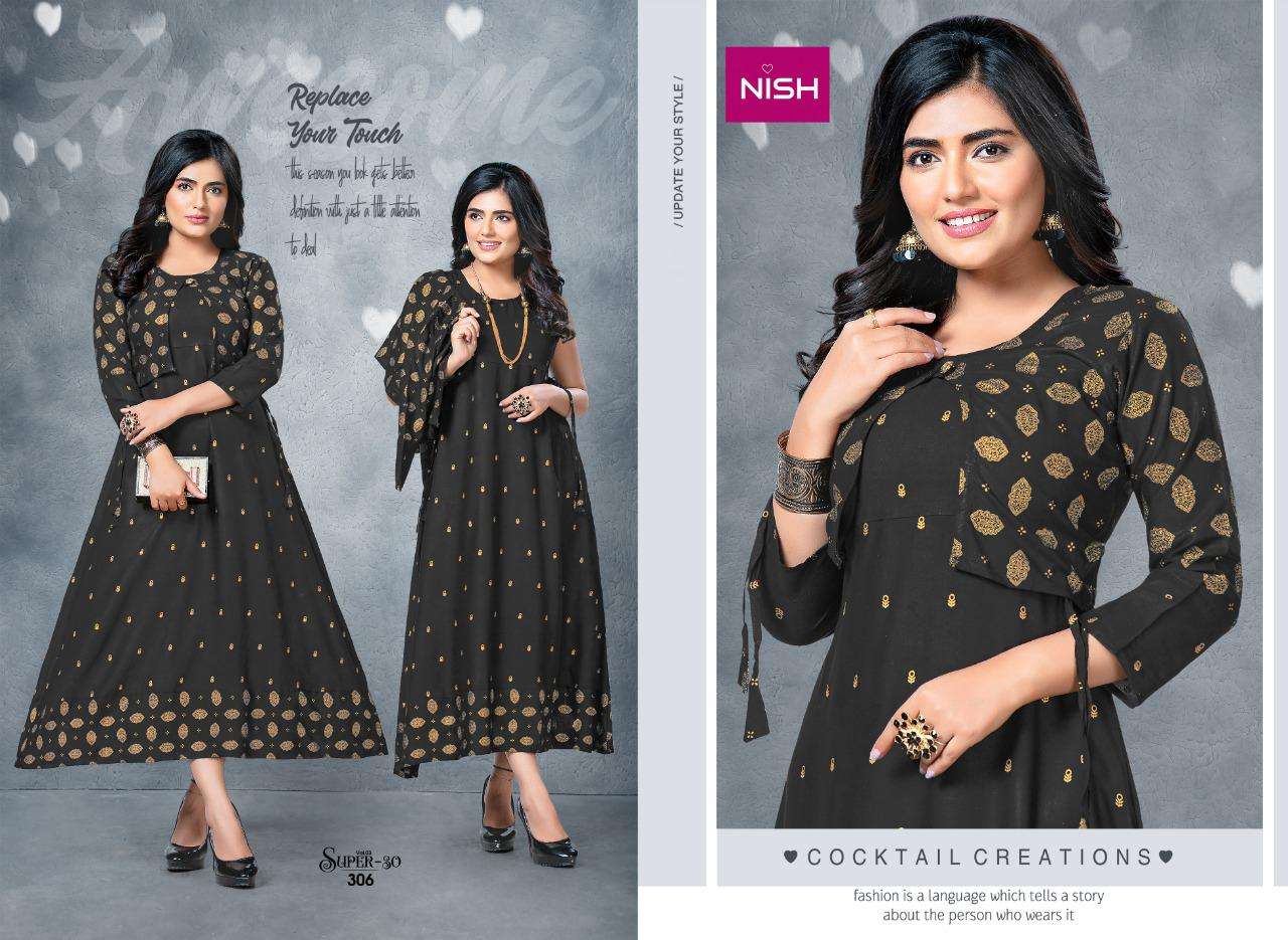 Super.30 Vol.3  By Nish Heavy Rayon Top With Jacket Kurti Catalog Wholesaler Best Rate