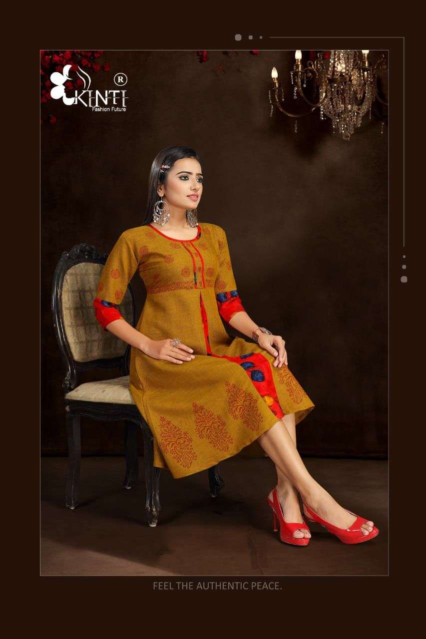 Color Fountain 2 Daily Wear Rayon Kurtis  With Flair Stiching Pattern By Kinti
