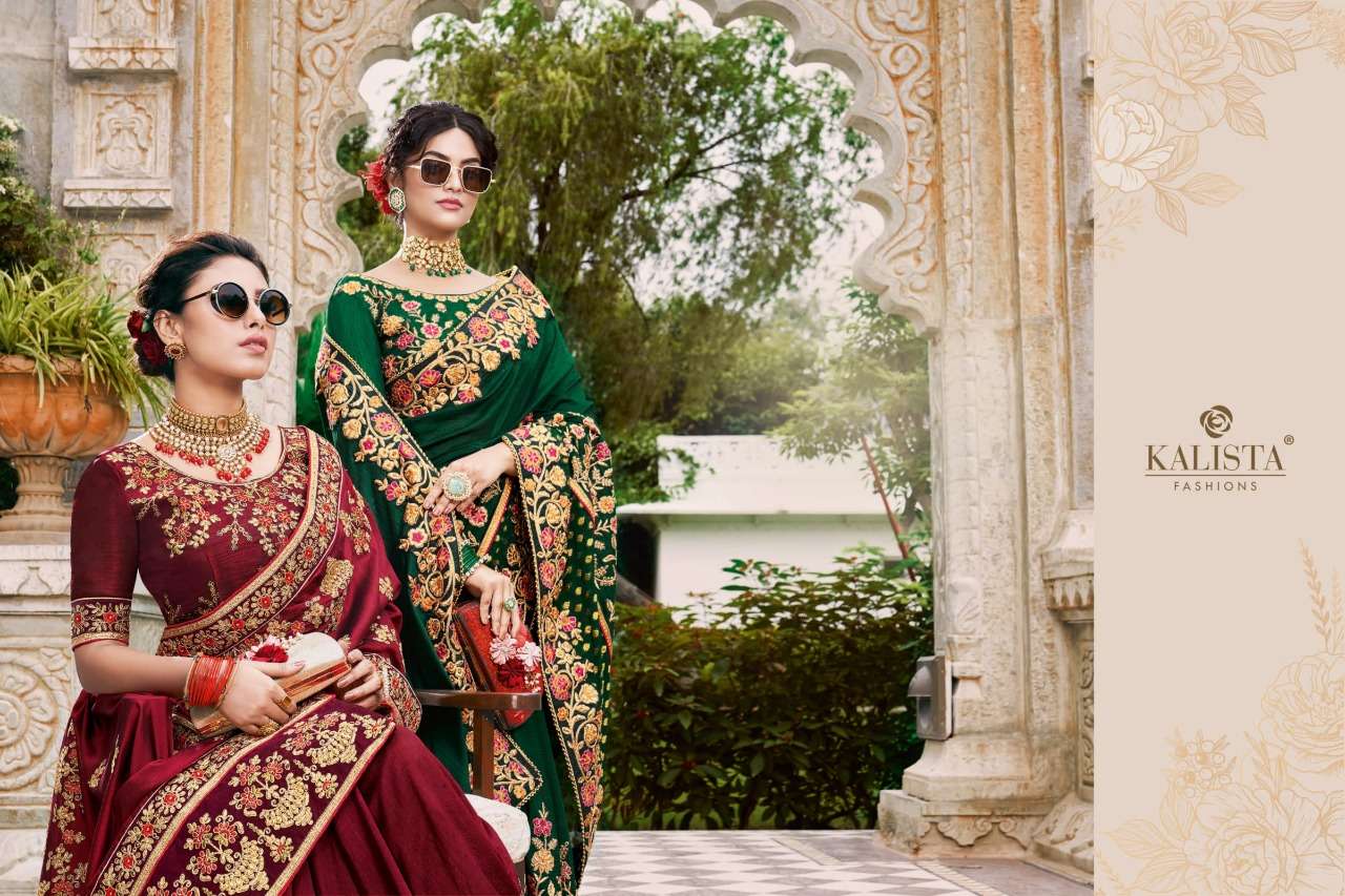 Kalista Nagma Gold Silk Wedding Party Wear Saree