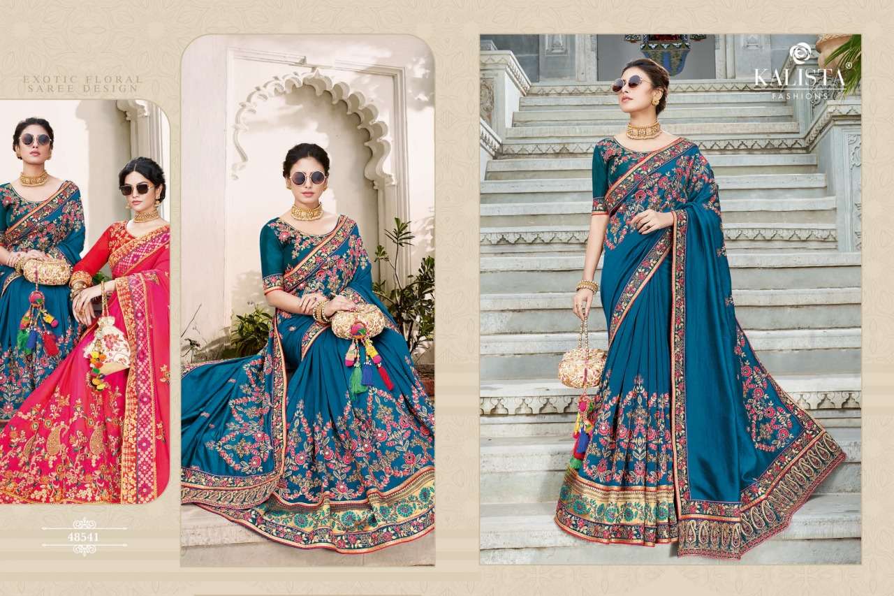 Kalista Nagma Gold Silk Wedding Party Wear Saree