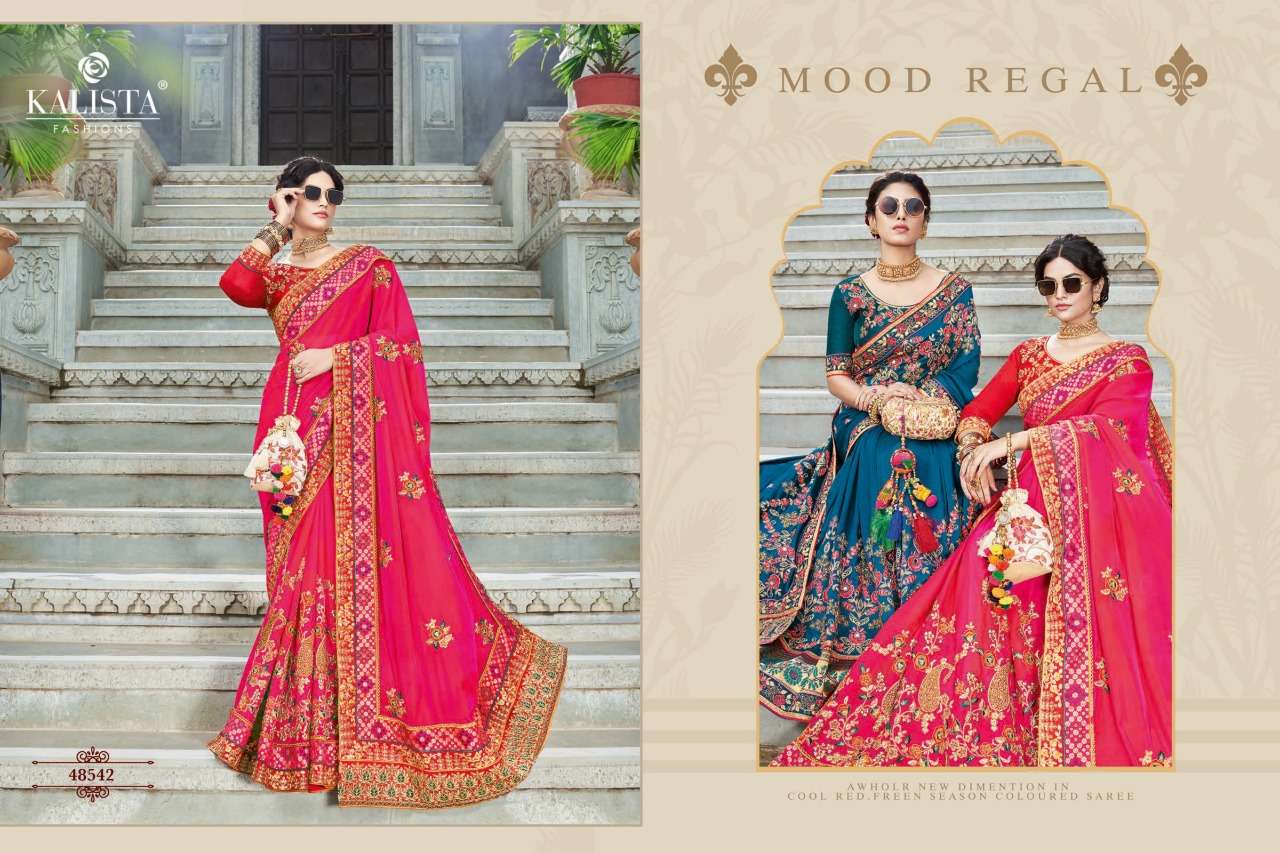 Kalista Nagma Gold Silk Wedding Party Wear Saree