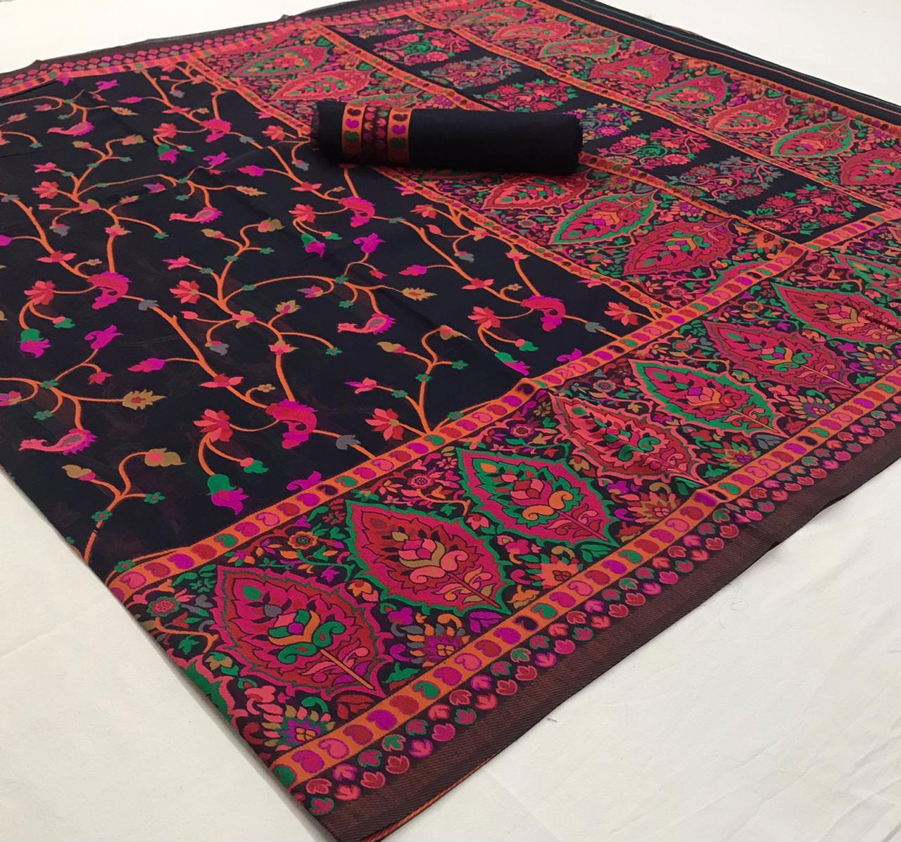 Khyber Silk By Rajtex Pure Kashmiri Modal Weaving Saree Online Shopping In India